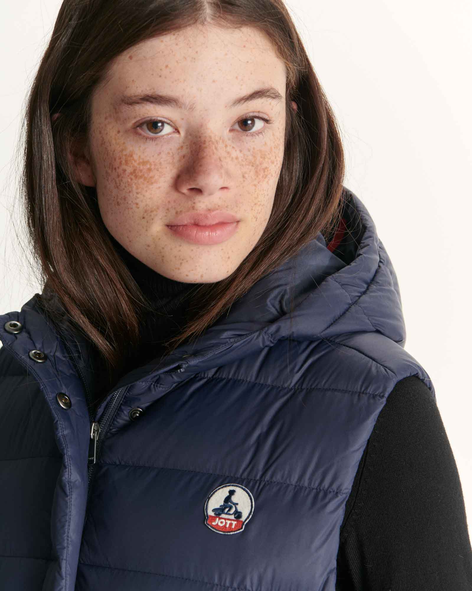 Down jacket long straight hooded Aubergine Lola