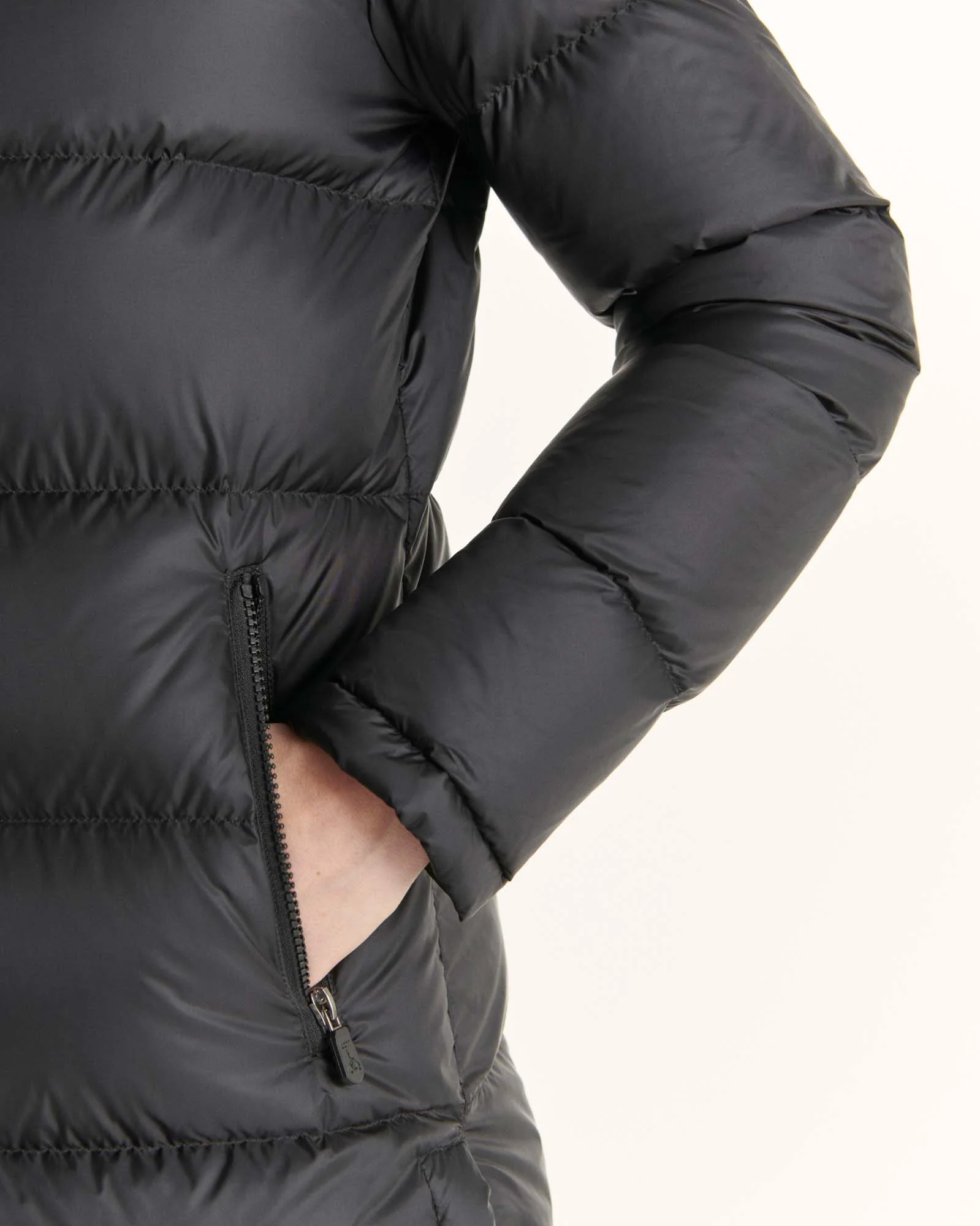 Long hooded down jacket Extreme Cold Black Karachi