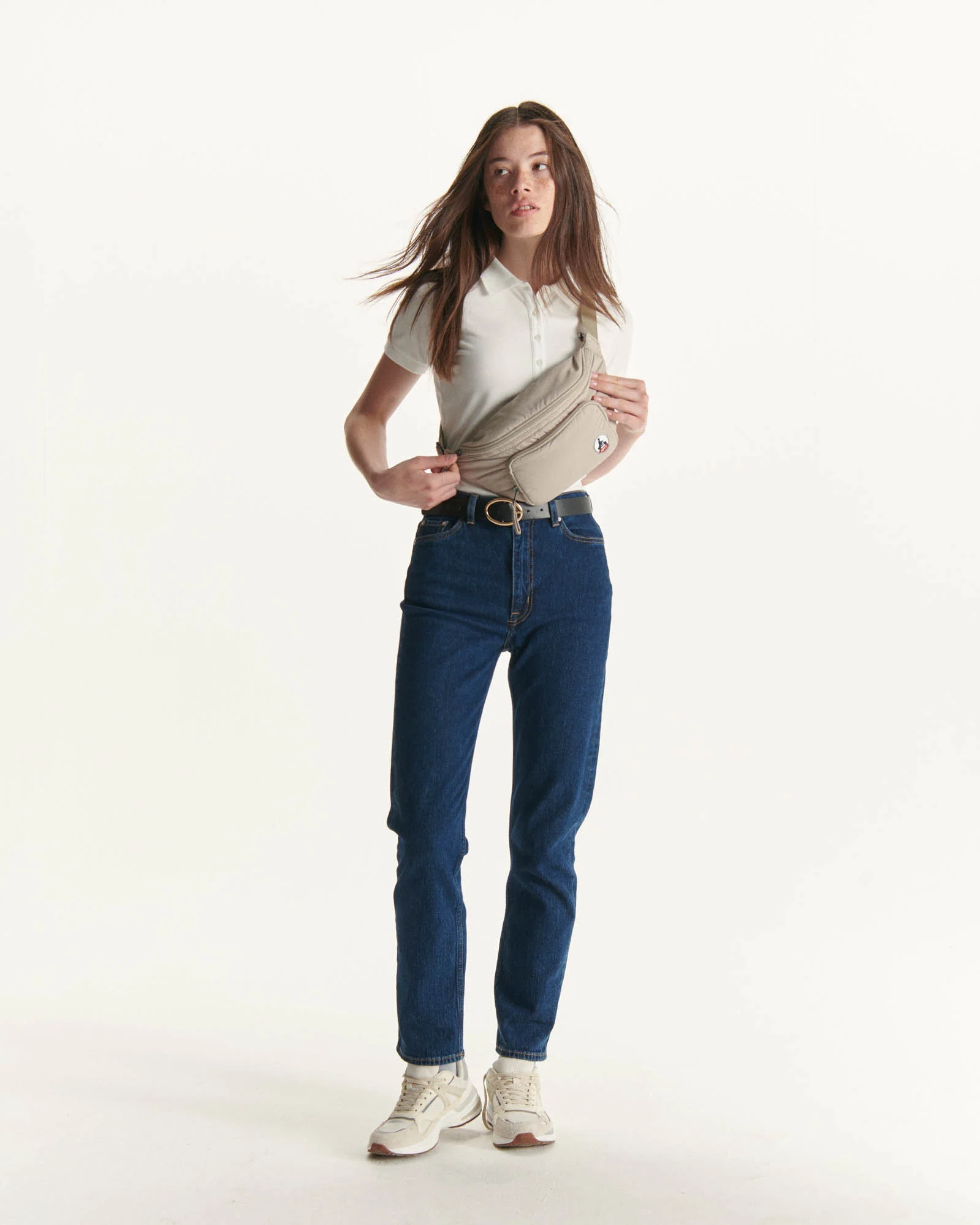 Dena 2.0 Beige bi-material fanny pack