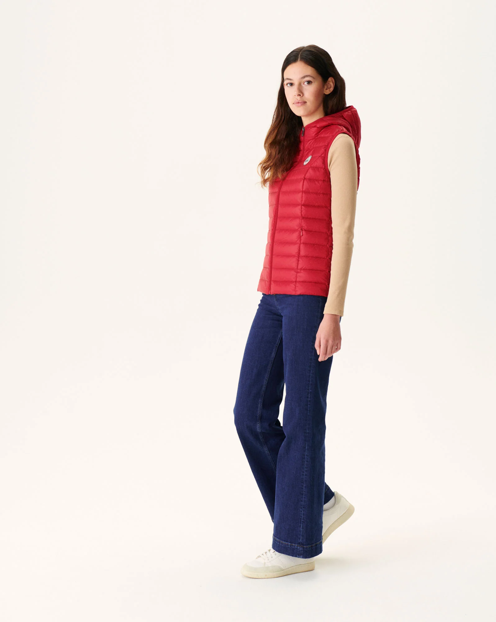 Down jacket light sleeveless hoodie Celadon green Mali