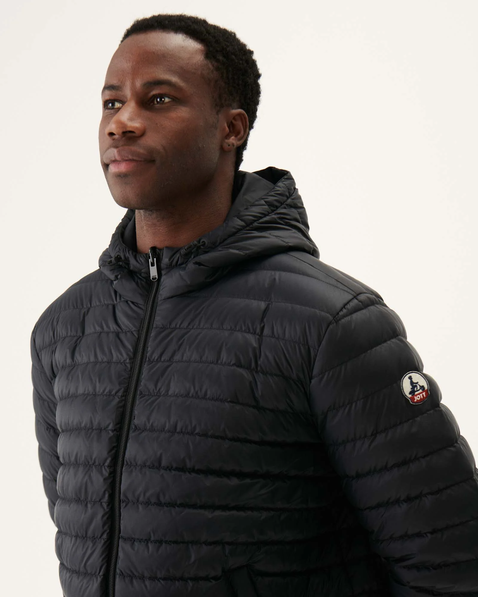 Long reversible hooded down jacket Black/Light gray Amsterdam