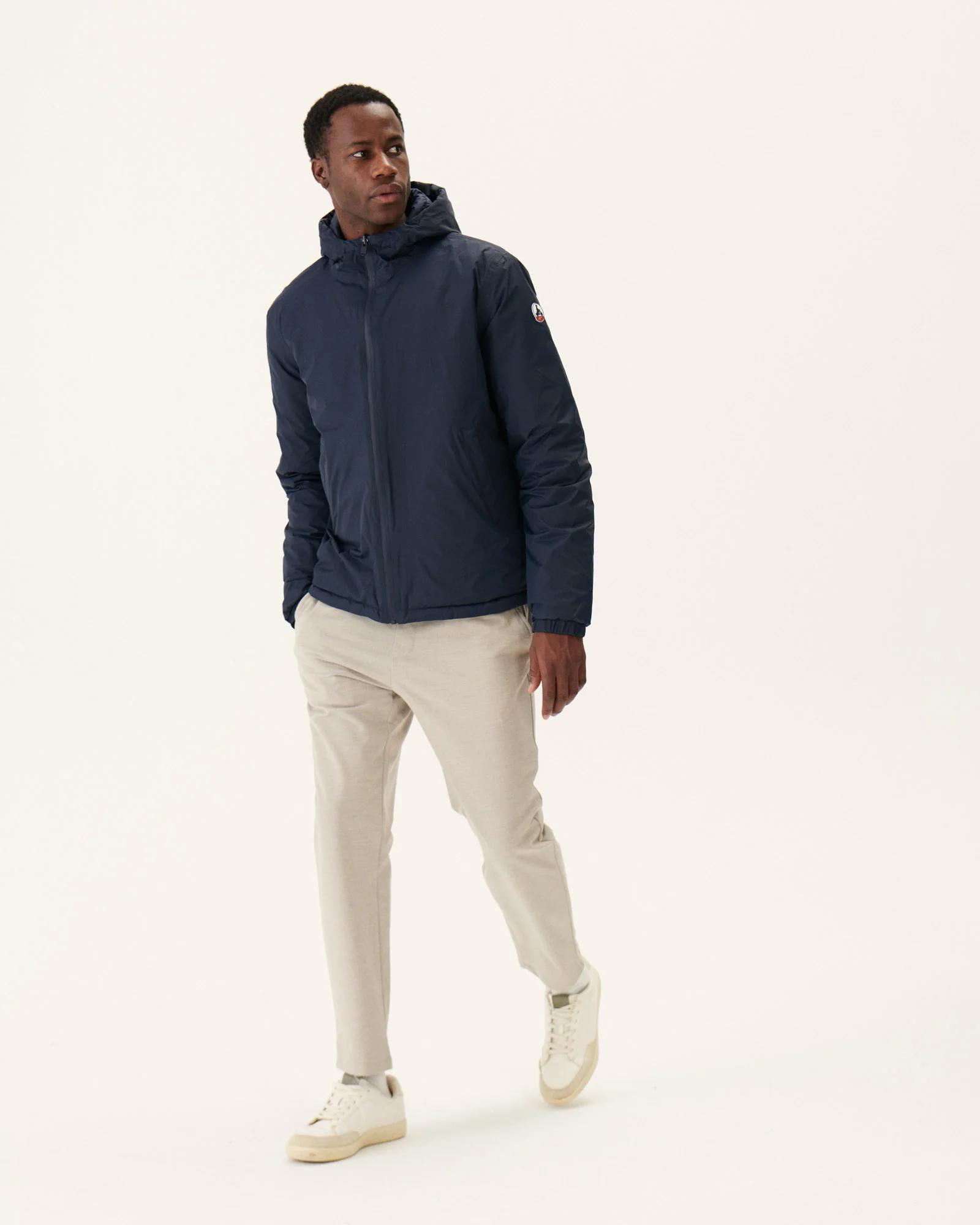 Reversible hooded down jacket Marine Bergen