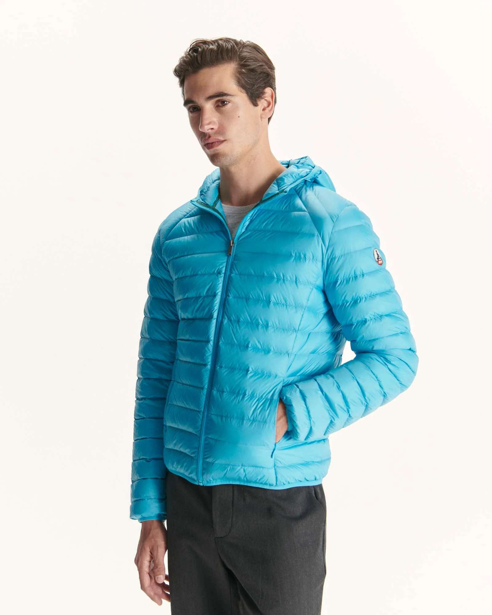 Down jacket light Nico sky blue hoodie