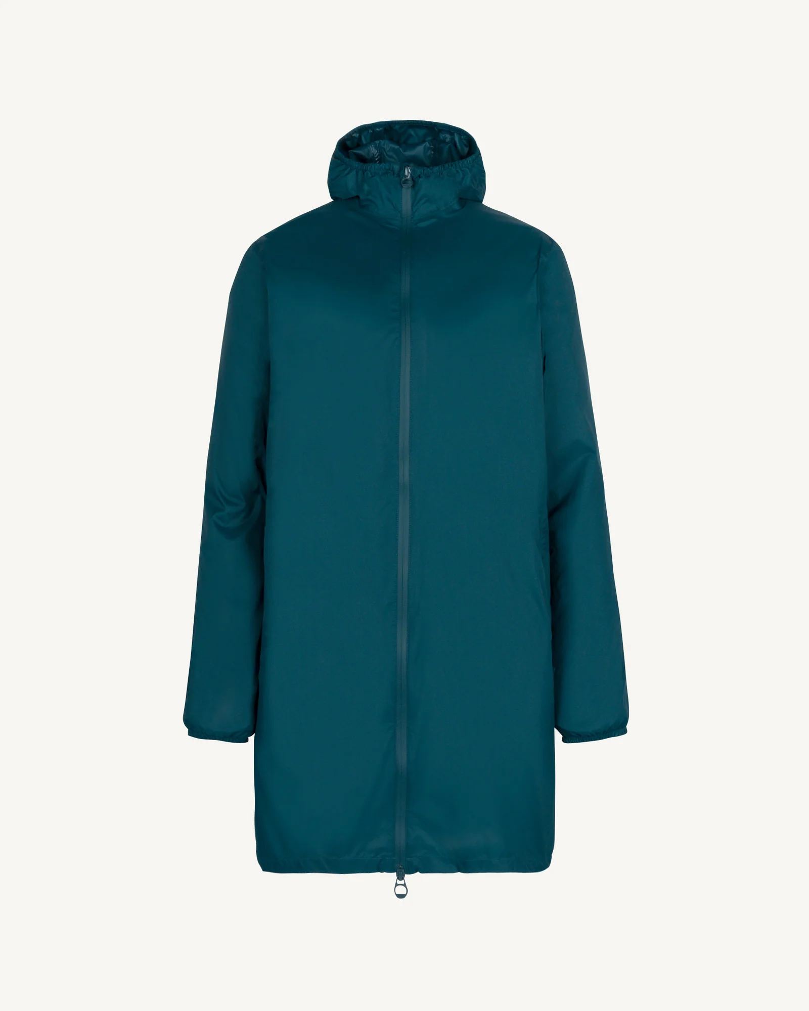 Long hooded raincoat packable Metal blue Oban
