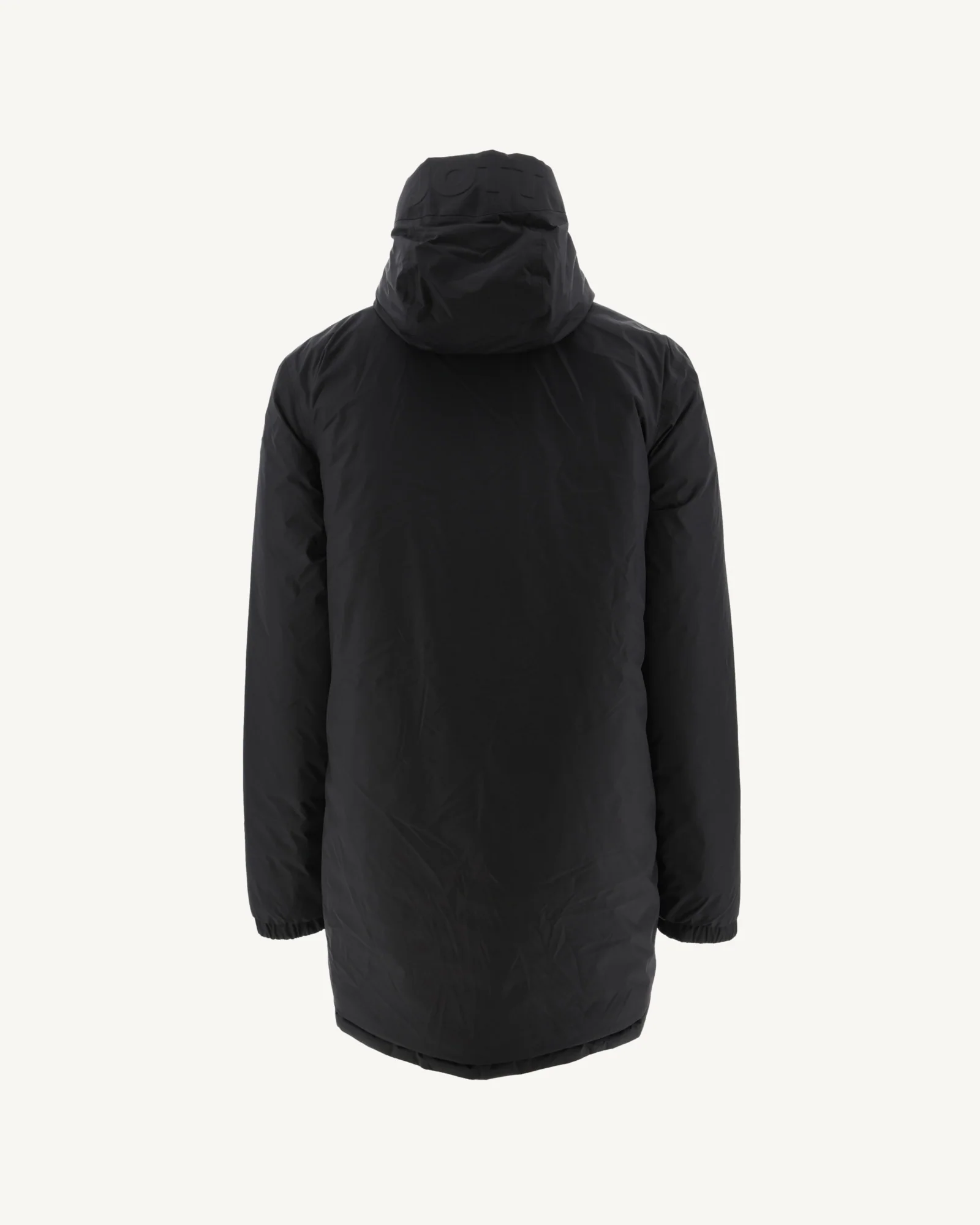 Long reversible hooded down jacket Black/Light gray Amsterdam