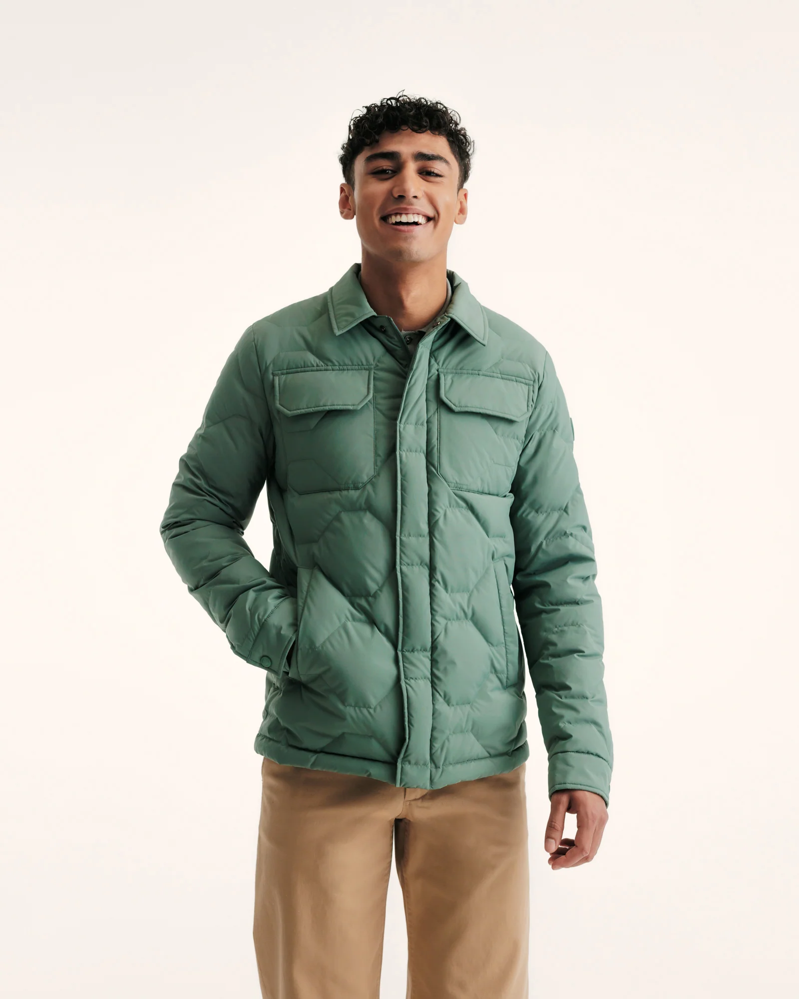 Down jacket Ultralight overshirt Celadon green Andy