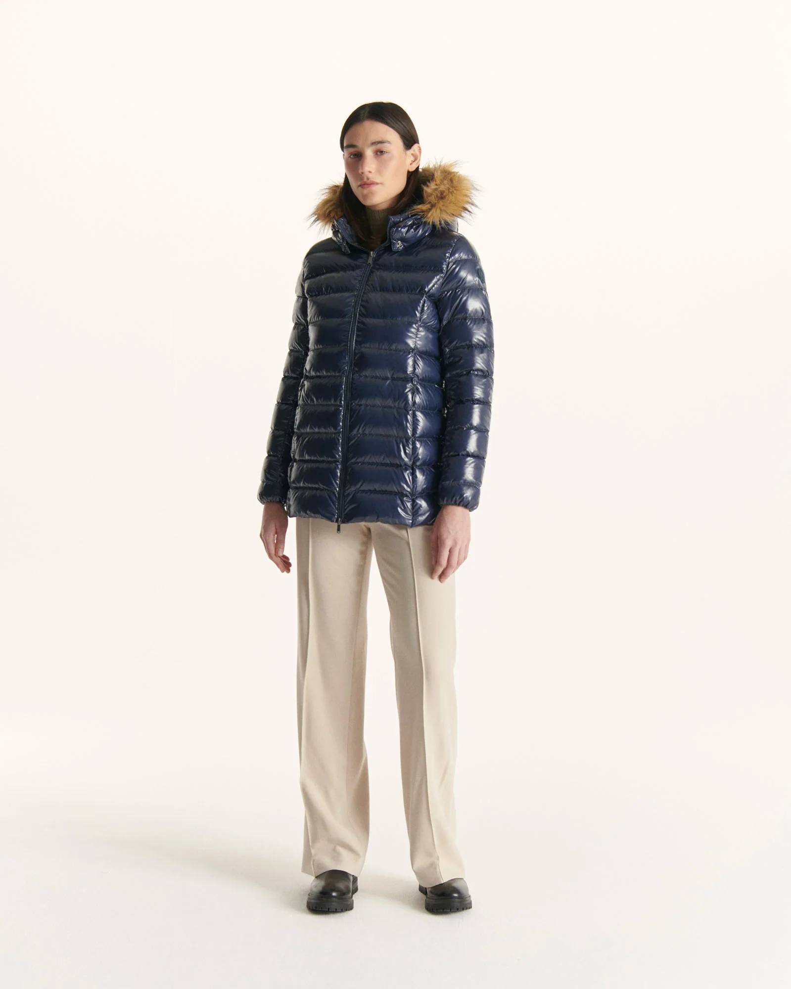 Down jacket mid-length Grand Froid Pearl Black lacquered