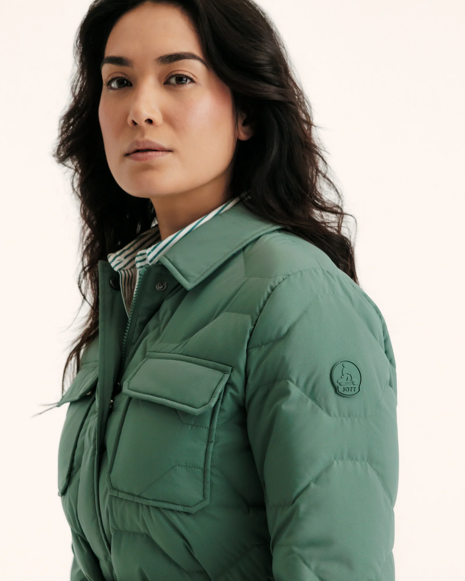 Down jacket Ultralight saharienne Celadon green Carmen