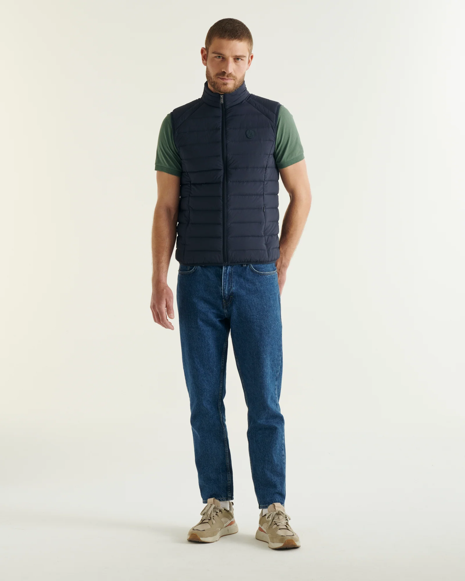 Down jacket sleeveless stretch Marine Arafo