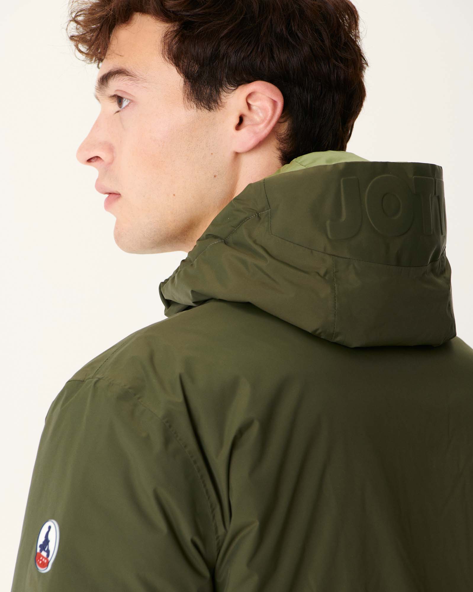 Reversible hooded down jacket Marine Bergen