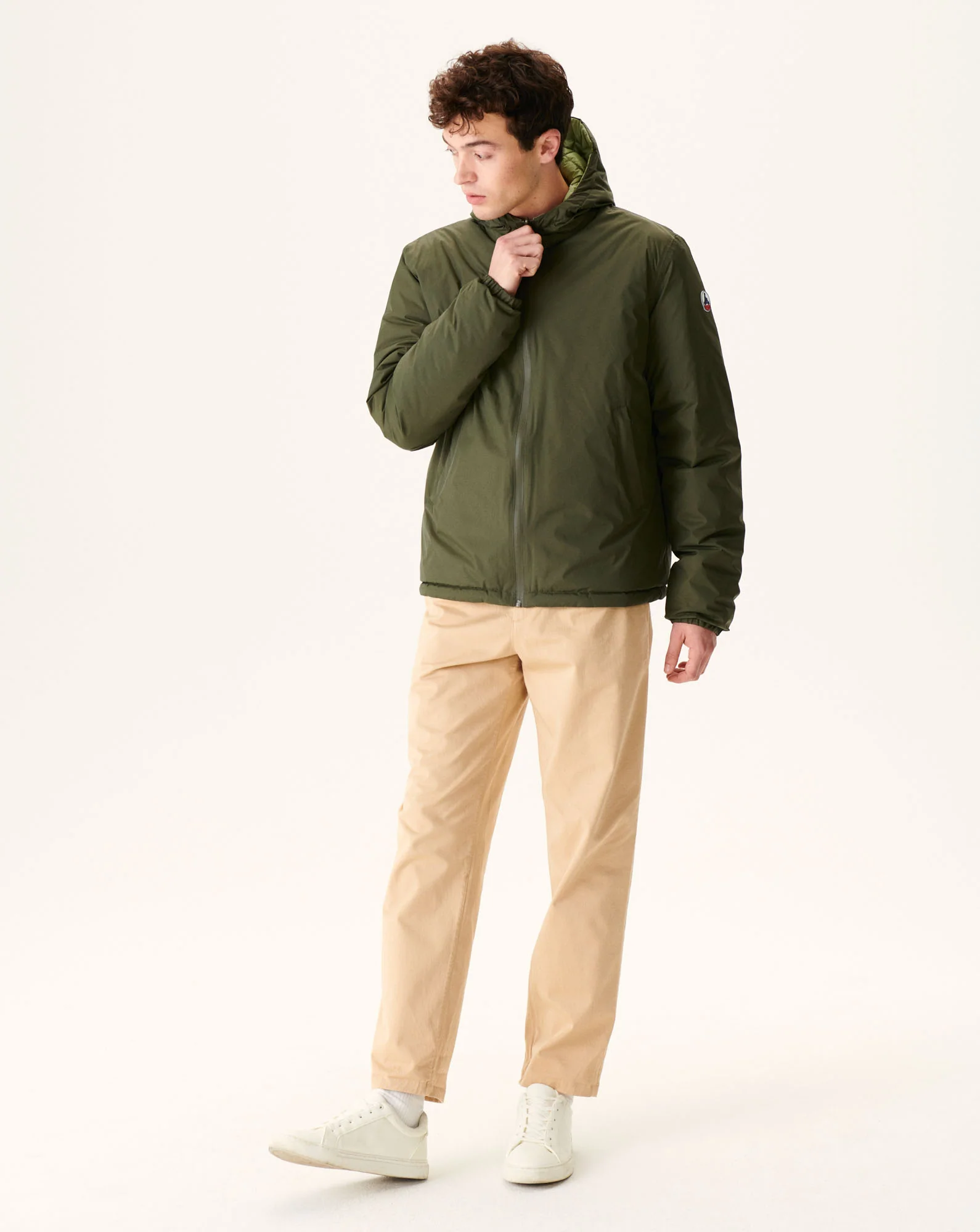 Reversible hooded down jacket Marine Bergen
