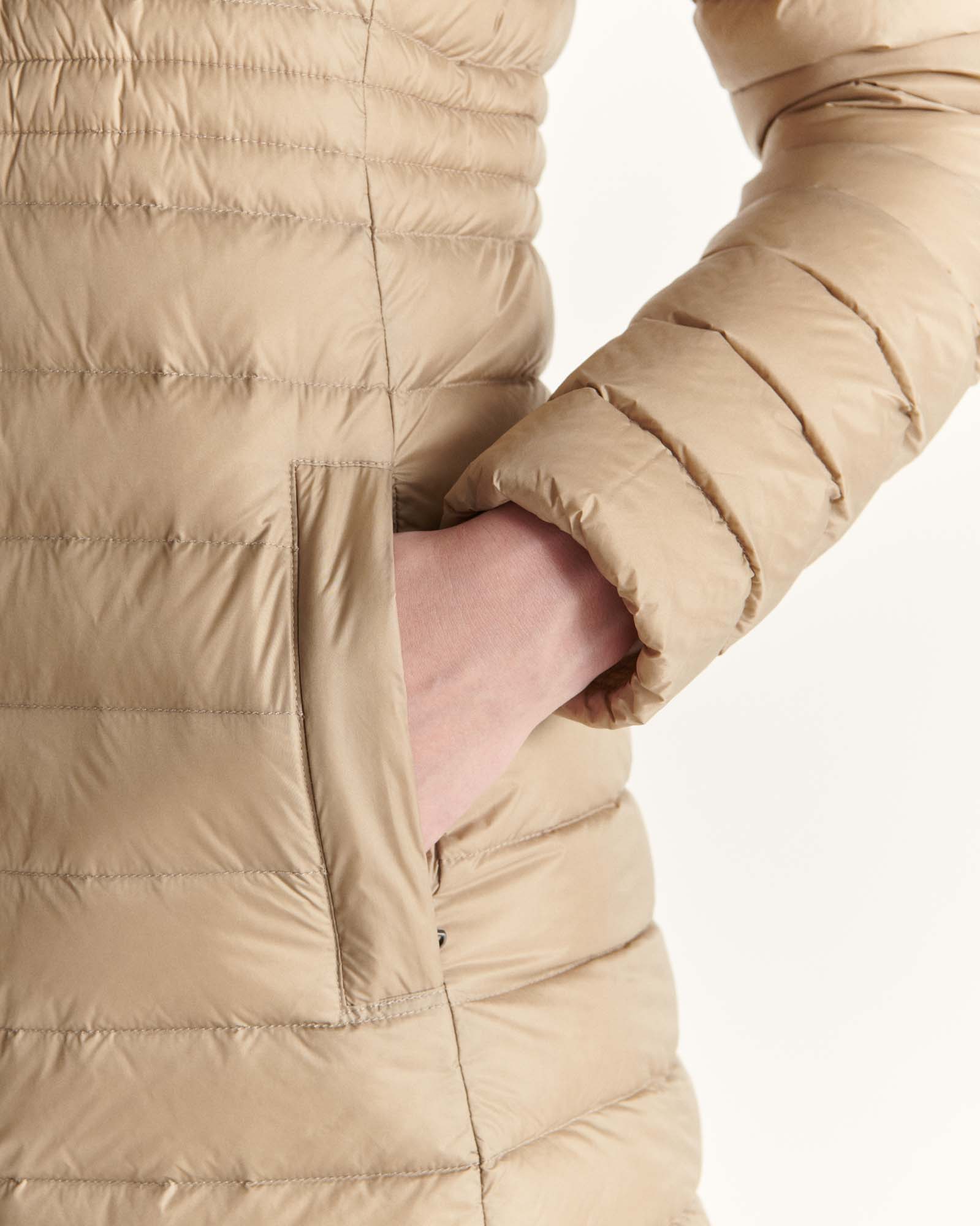 Down jacket long hoodie Beige Vero 2.0