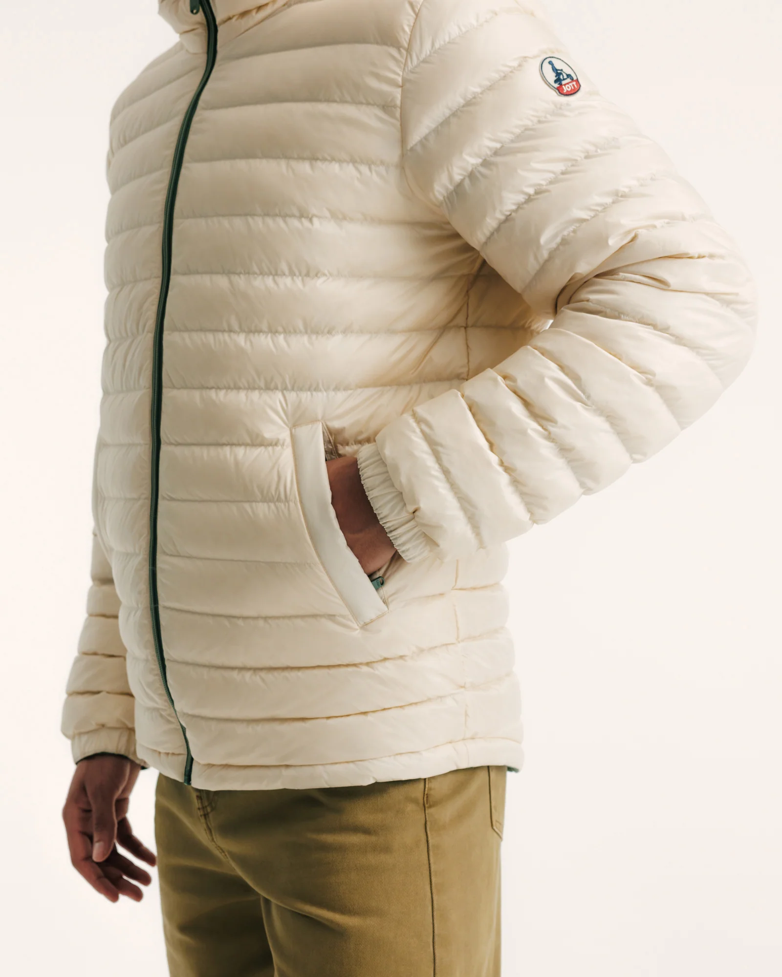 Down jacket reversible hooded Celadon green/Argile Bergen 2.0