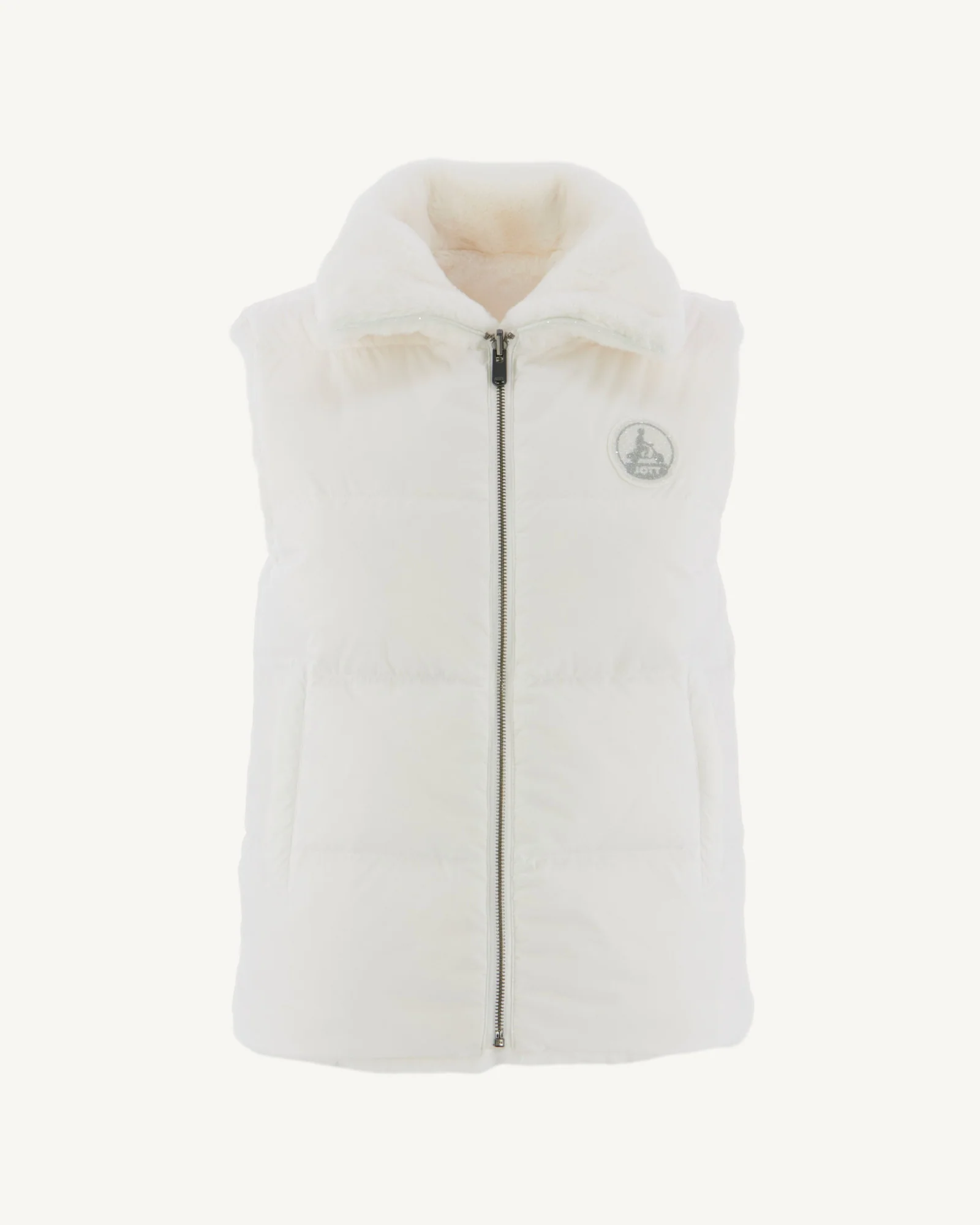 Down jacket with crystals Swarovski®️ sleeveless reversible Grand Froid White Daria