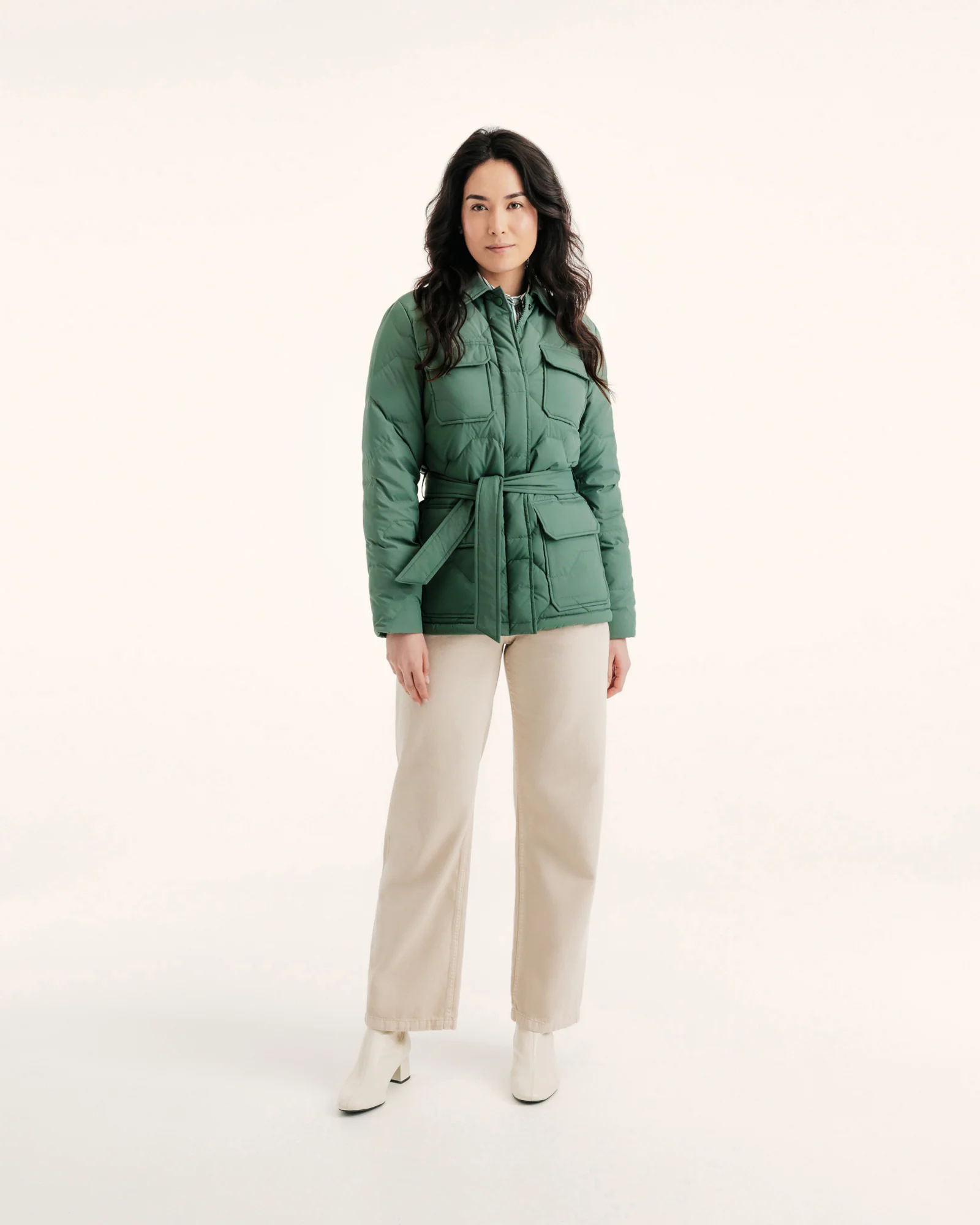 Down jacket Ultralight saharienne Celadon green Carmen