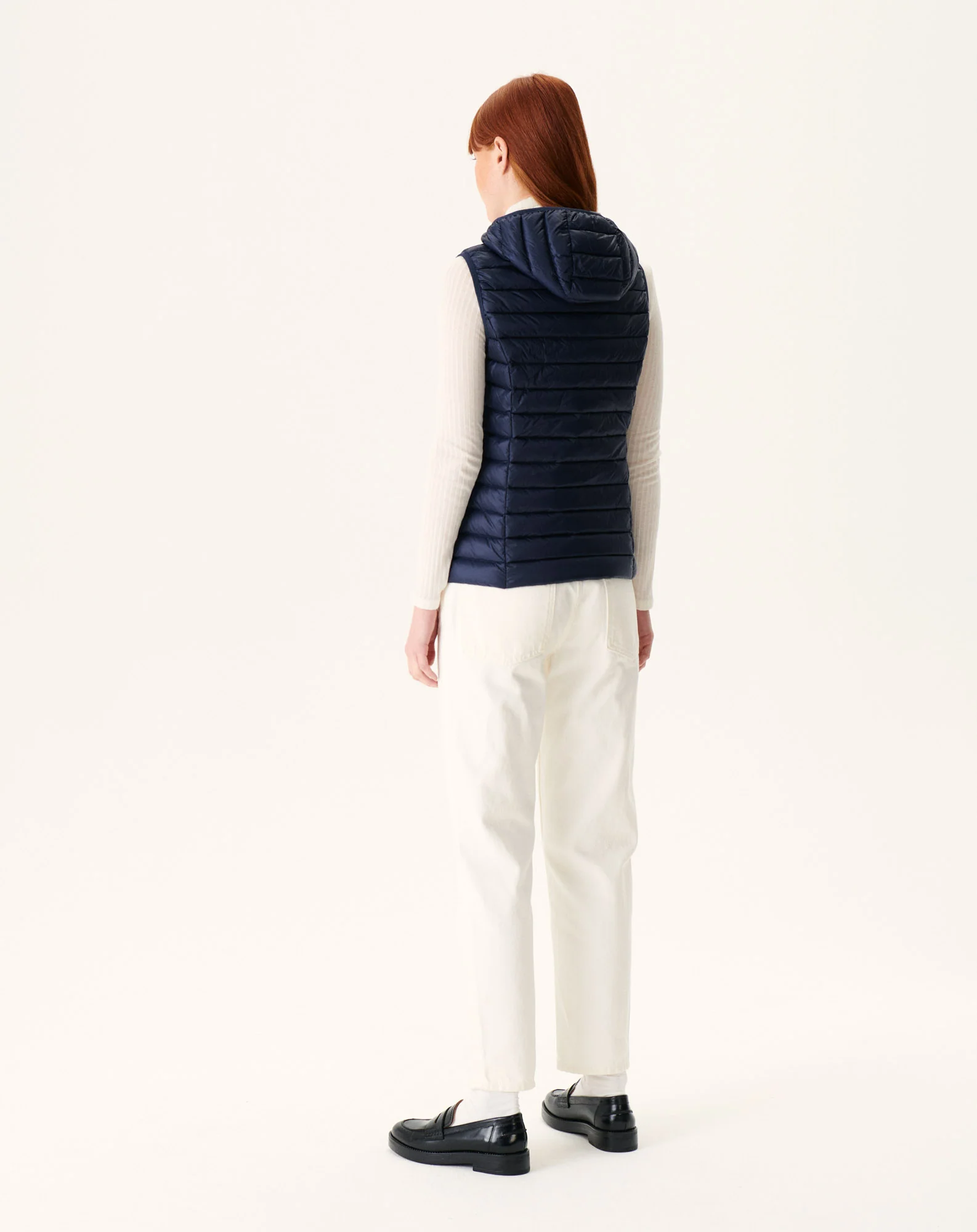 Down jacket light sleeveless hoodie Celadon green Mali