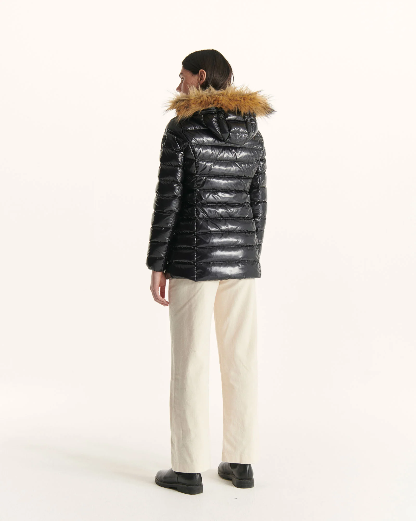Down jacket mid-length Grand Froid Pearl Black lacquered