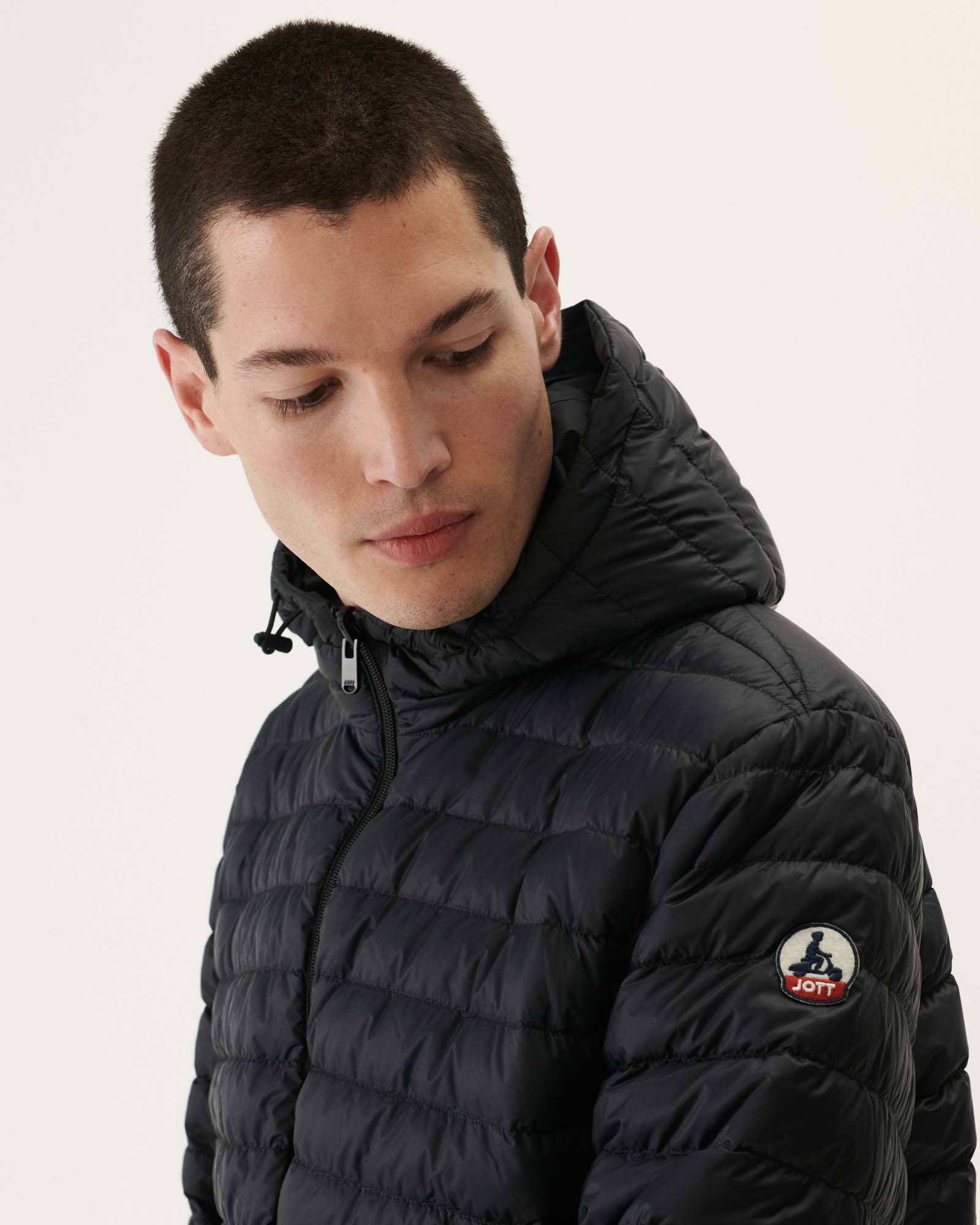 Reversible hooded down jacket Marine Bergen