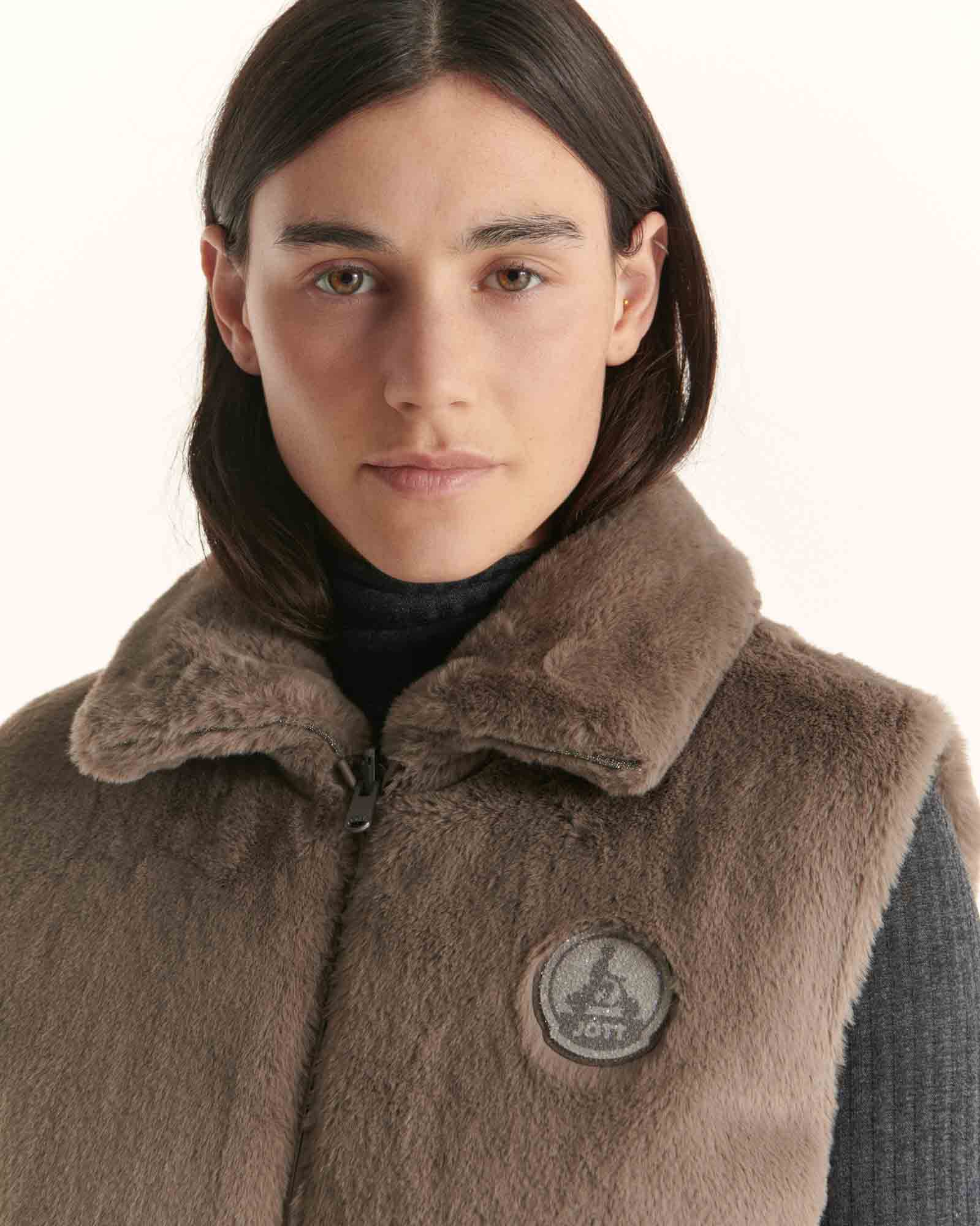 Down jacket with crystals Swarovski®️ sleeveless reversible Grand Froid White Daria