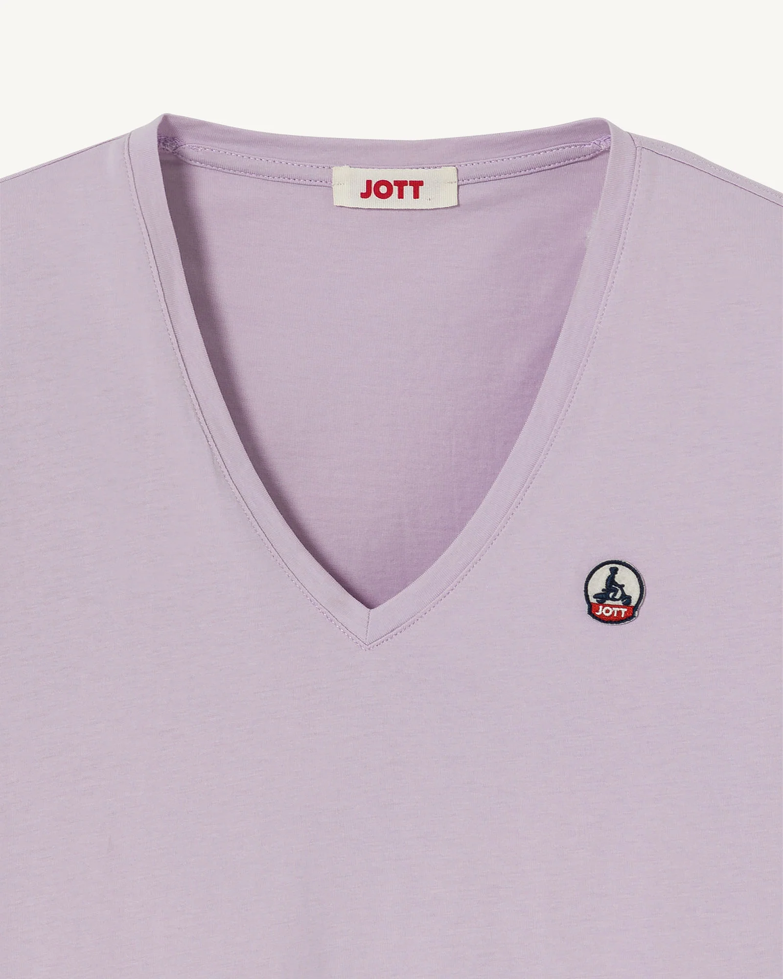 Plain V-neck T-shirt in organic cotton Pale mauve Cancun 2.0