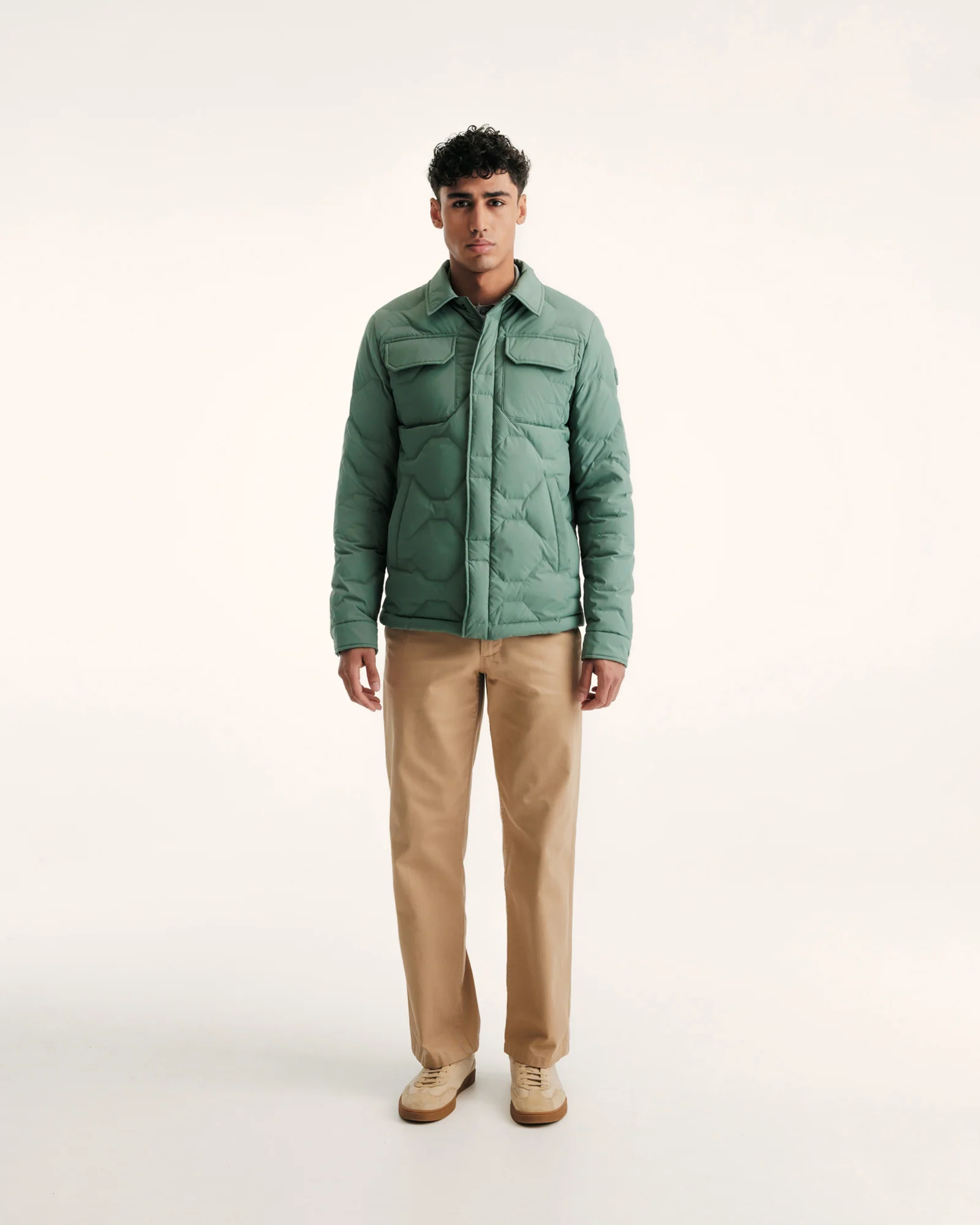 Down jacket Ultralight overshirt Celadon green Andy