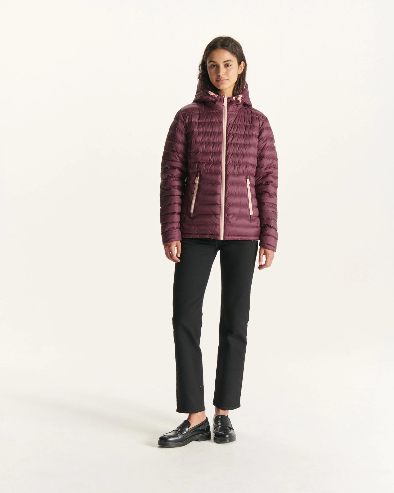 Reversible down jacket Pale pink/Aubergine Vienna