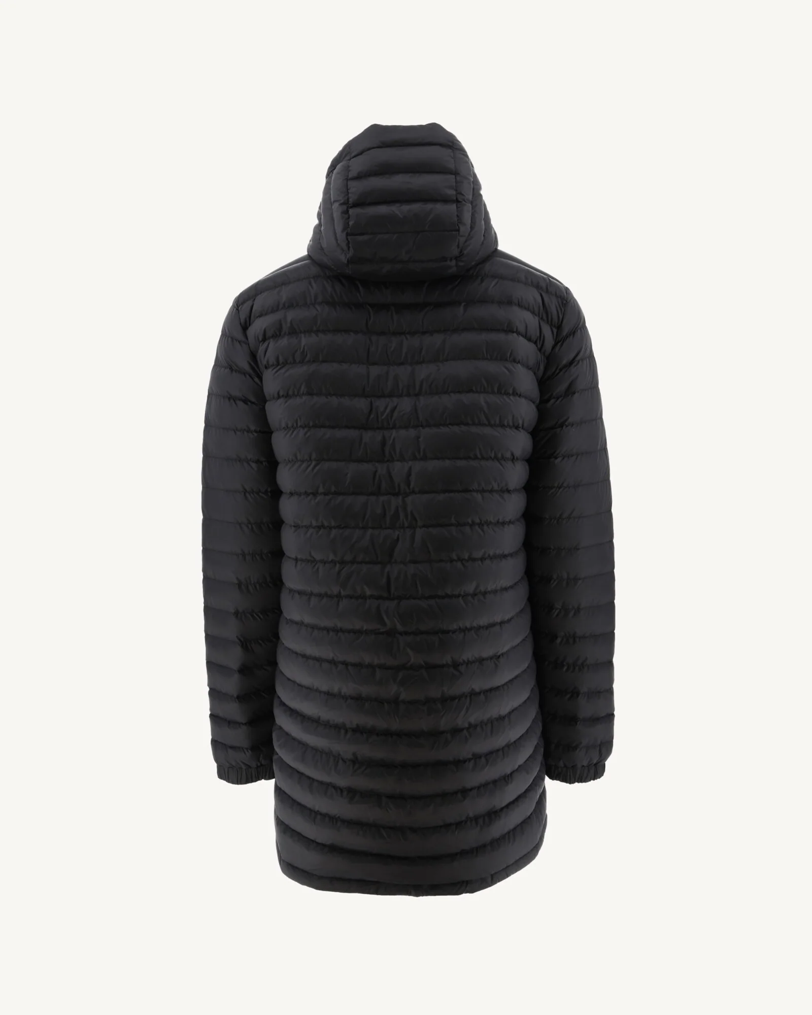Long reversible hooded down jacket Black/Light gray Amsterdam