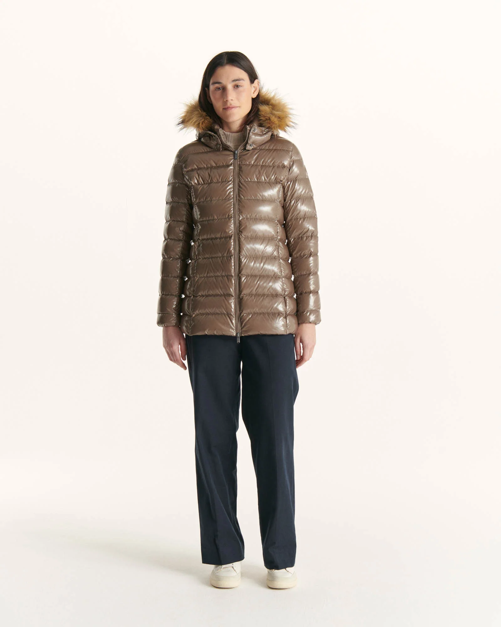 Down jacket mid-length Grand Froid Pearl Black lacquered