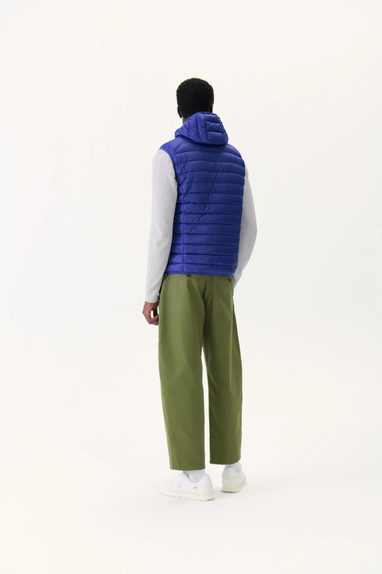 Sleeveless hooded padded jacket Pat blue jeans