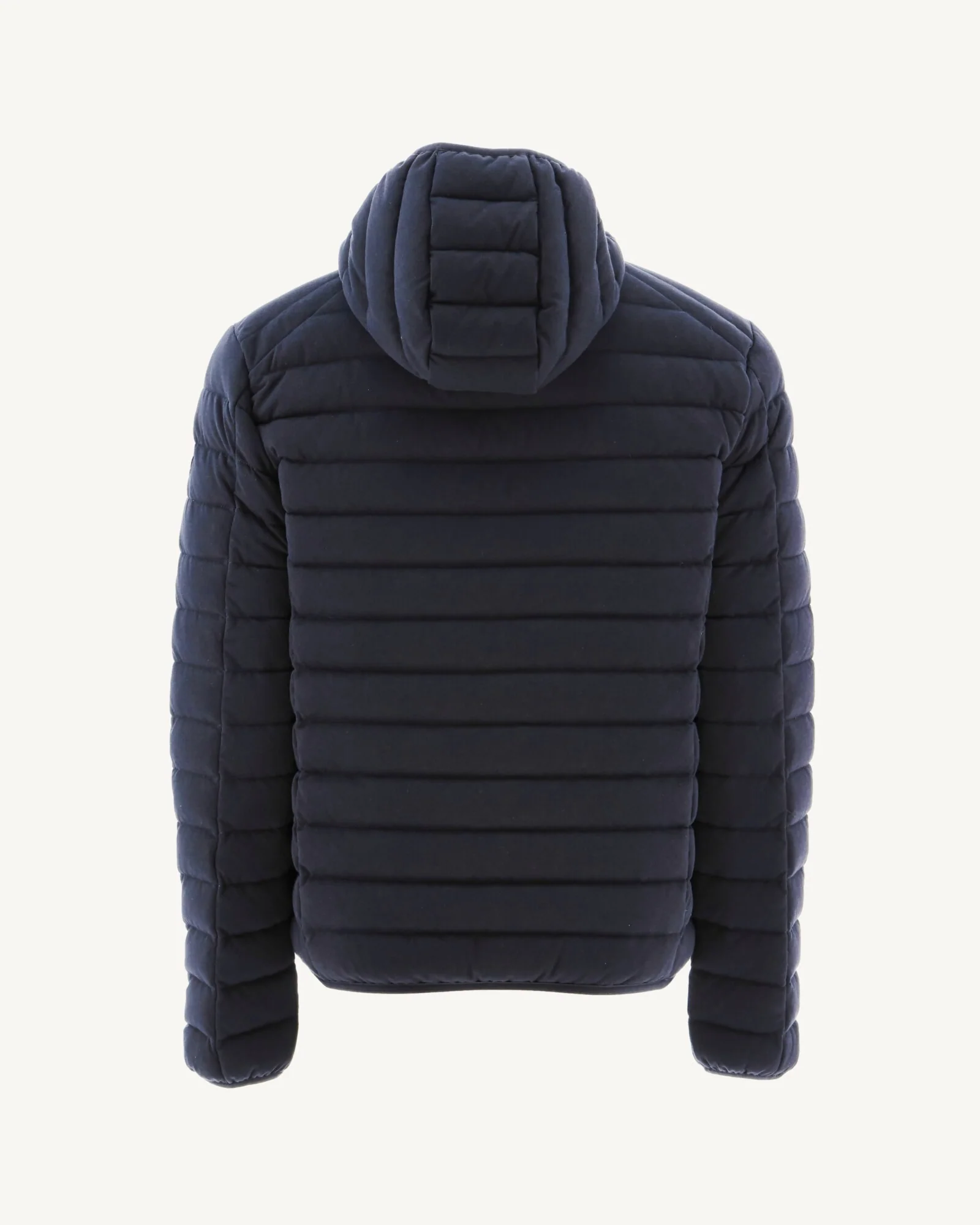 Navy Nico hooded jersey puffer jacket