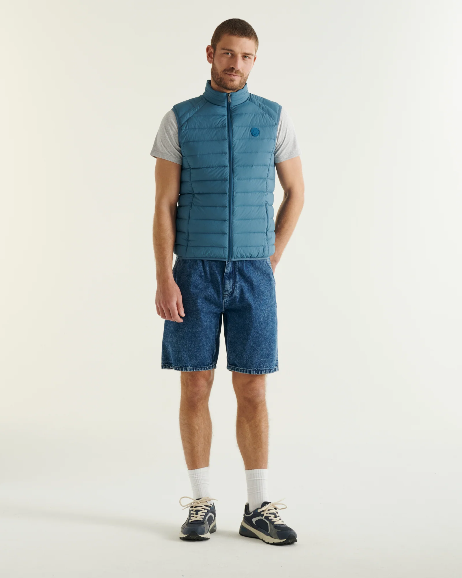 Down jacket sleeveless stretch Marine Arafo