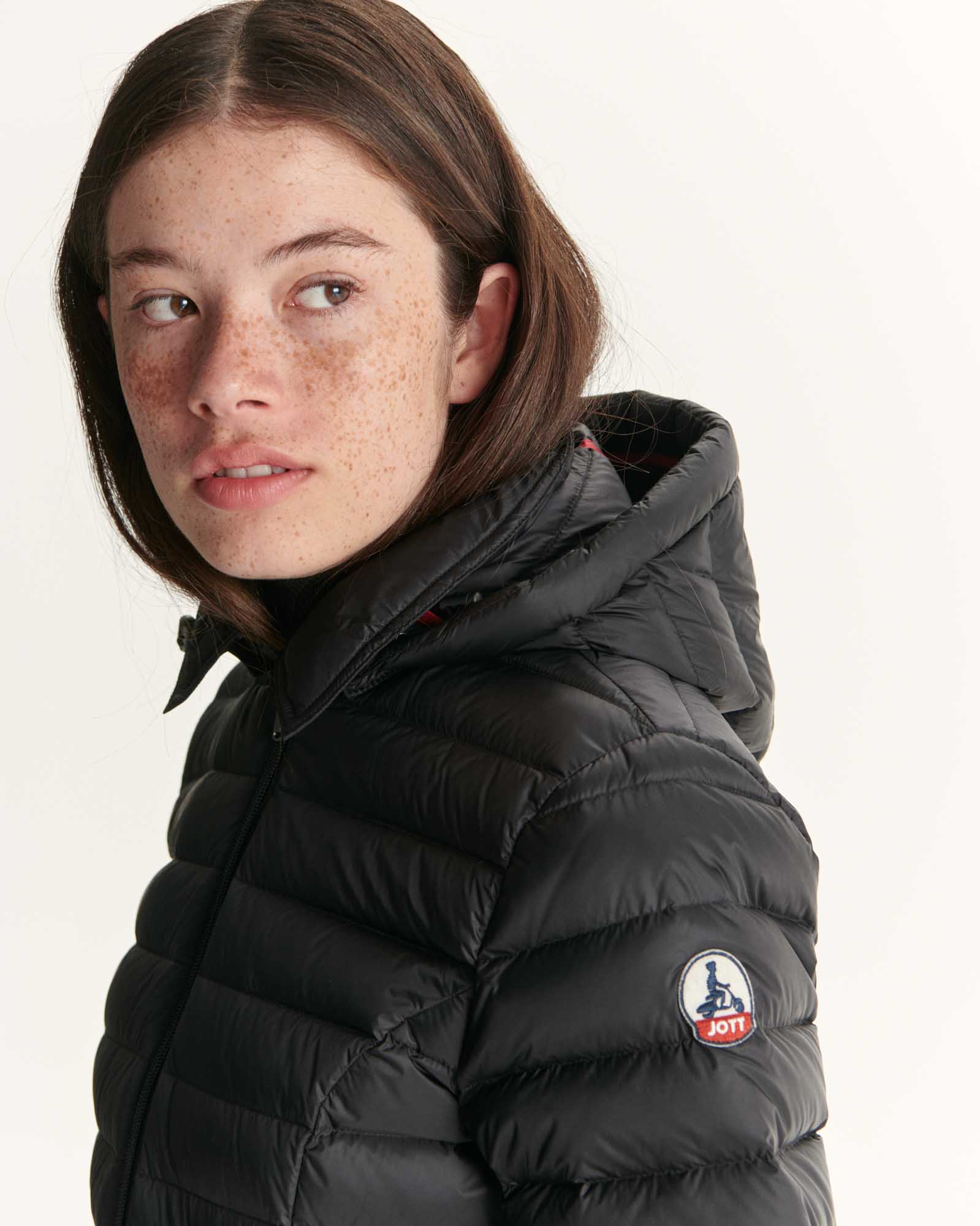 Down jacket mid-length hoodie Black Nour 2.0