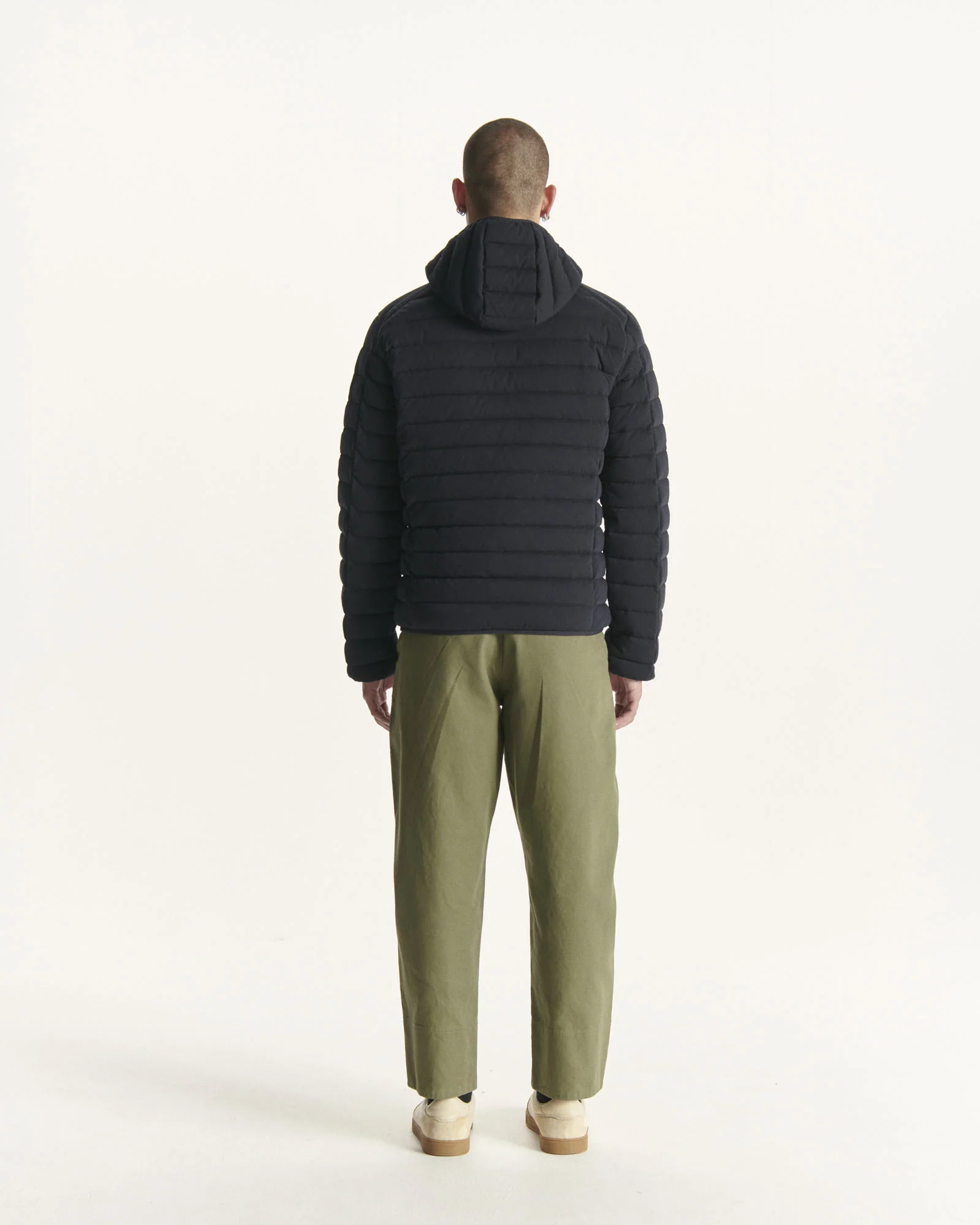 Navy Nico hooded jersey puffer jacket