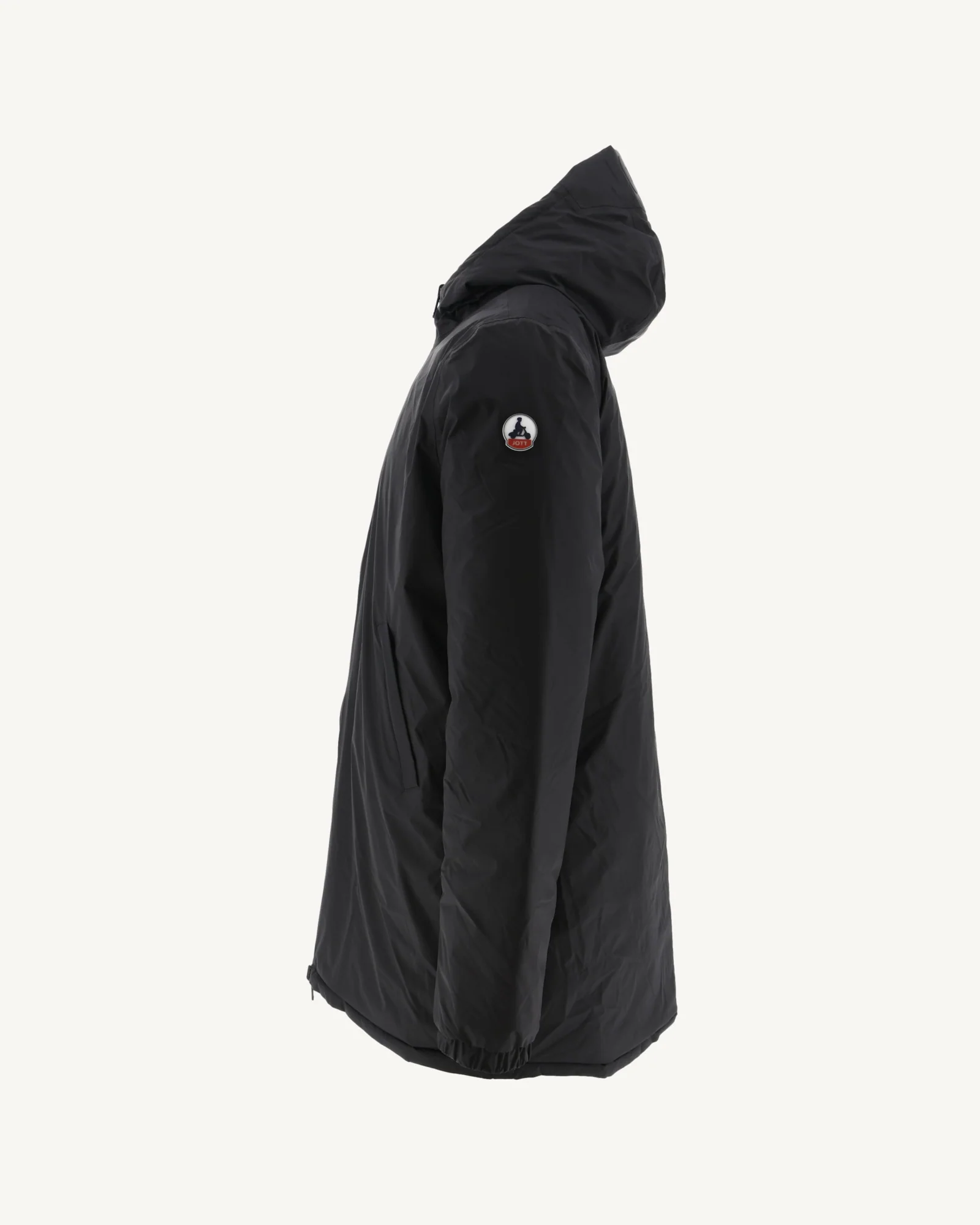 Long reversible hooded down jacket Black/Light gray Amsterdam