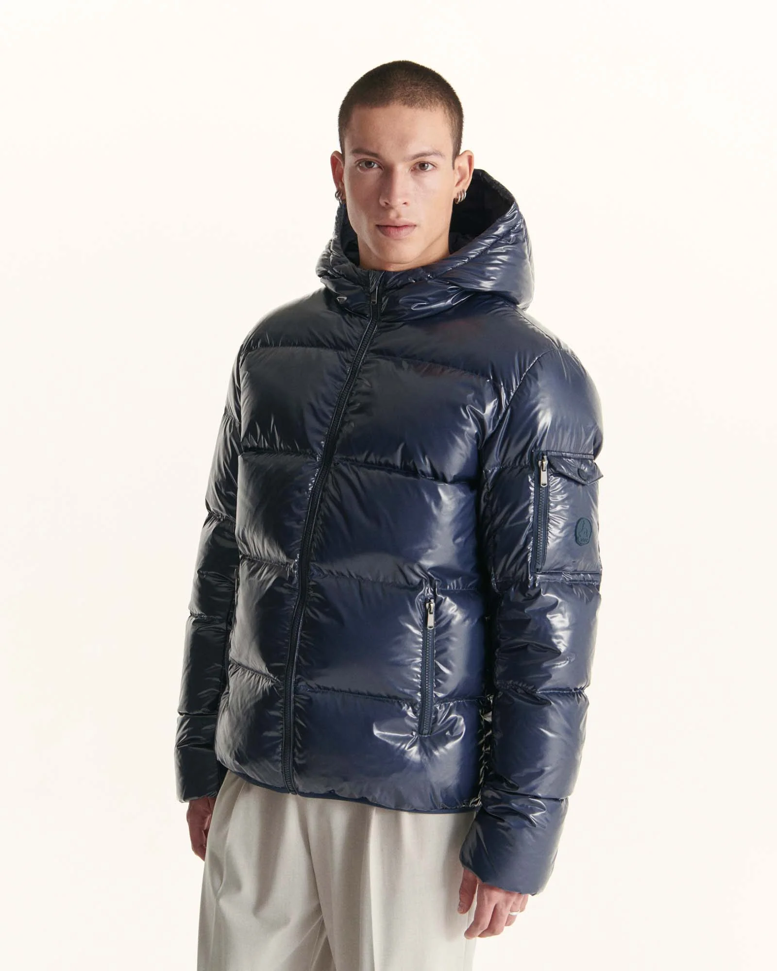 Down jacket Grand Froid hoodie lacquered Navy Java