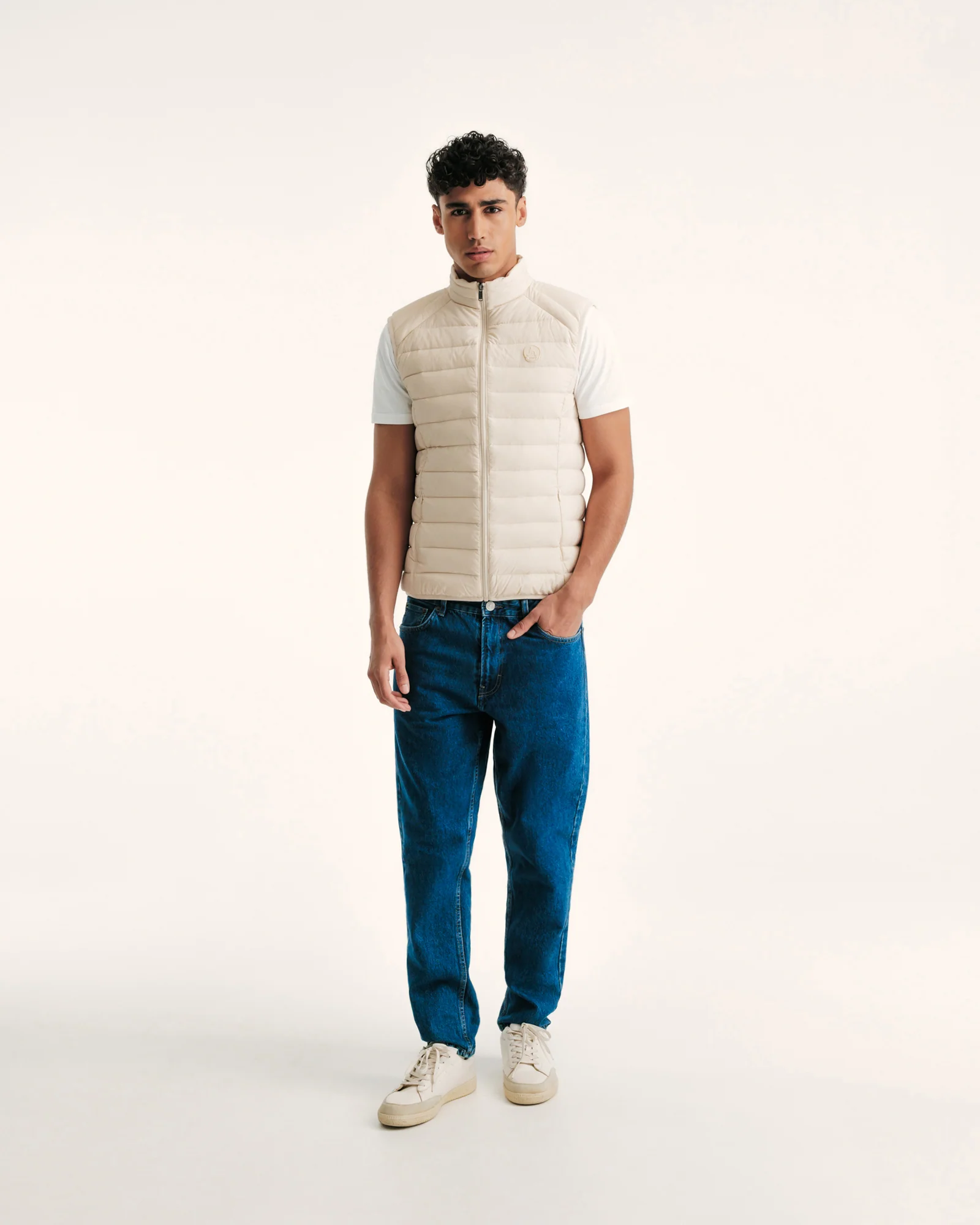 Down jacket sleeveless stretch Marine Arafo