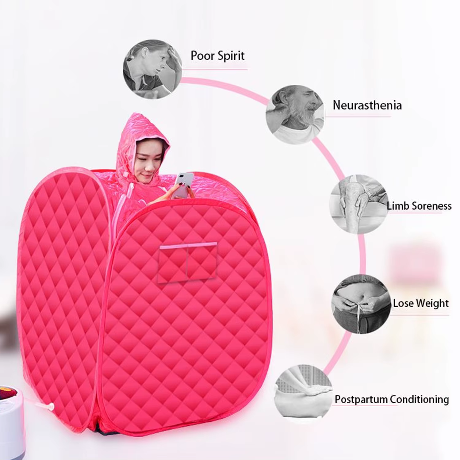 แบบพกพาพับไอน้ําซาวน่าห้องสปาเต็นท์กล่องไม่มี Steamer สําหรับหนึ่งหรือ 2 คนลดน้ําหนัก Full Body Slimming