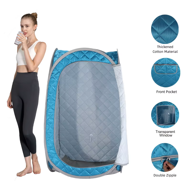 ชุดซาวน่าไอน้ําเต็นท์สปาแบบพับได้สําหรับคนเดียวพร้อมหม้อนึ่งขนาดใหญ่ 4 ลิตร, รีโมทคอนโทรล, การลดน้ําหนัก & Detoxяна