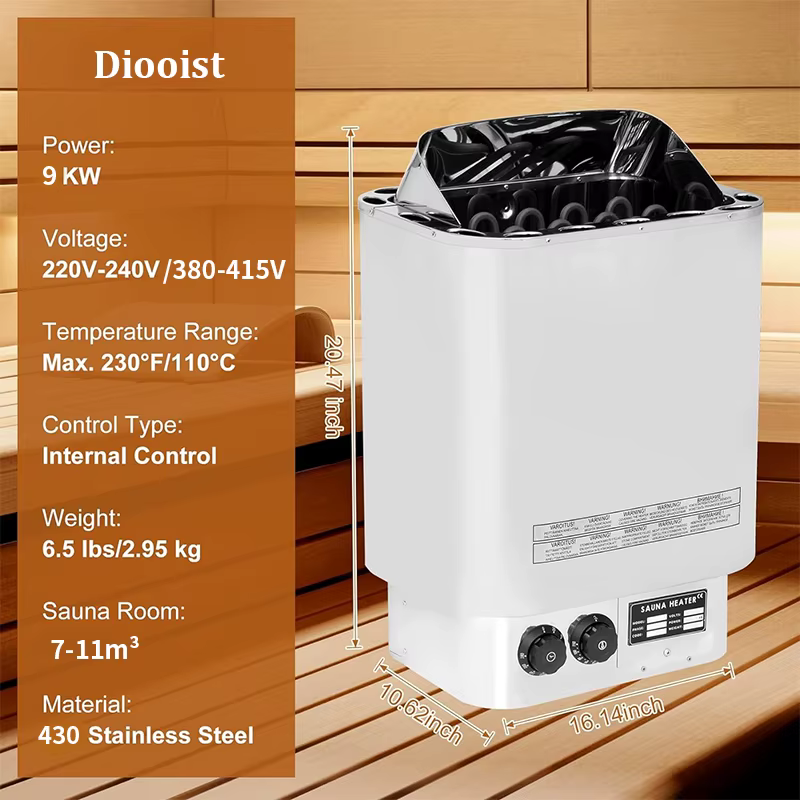 Diooist Sab เตาซาวน่าไฟฟ้า, เครื่องทำสปาอบไอน้ำควบคุมภายในด้วยสแตนเลส3KW ขนาดเล็ก