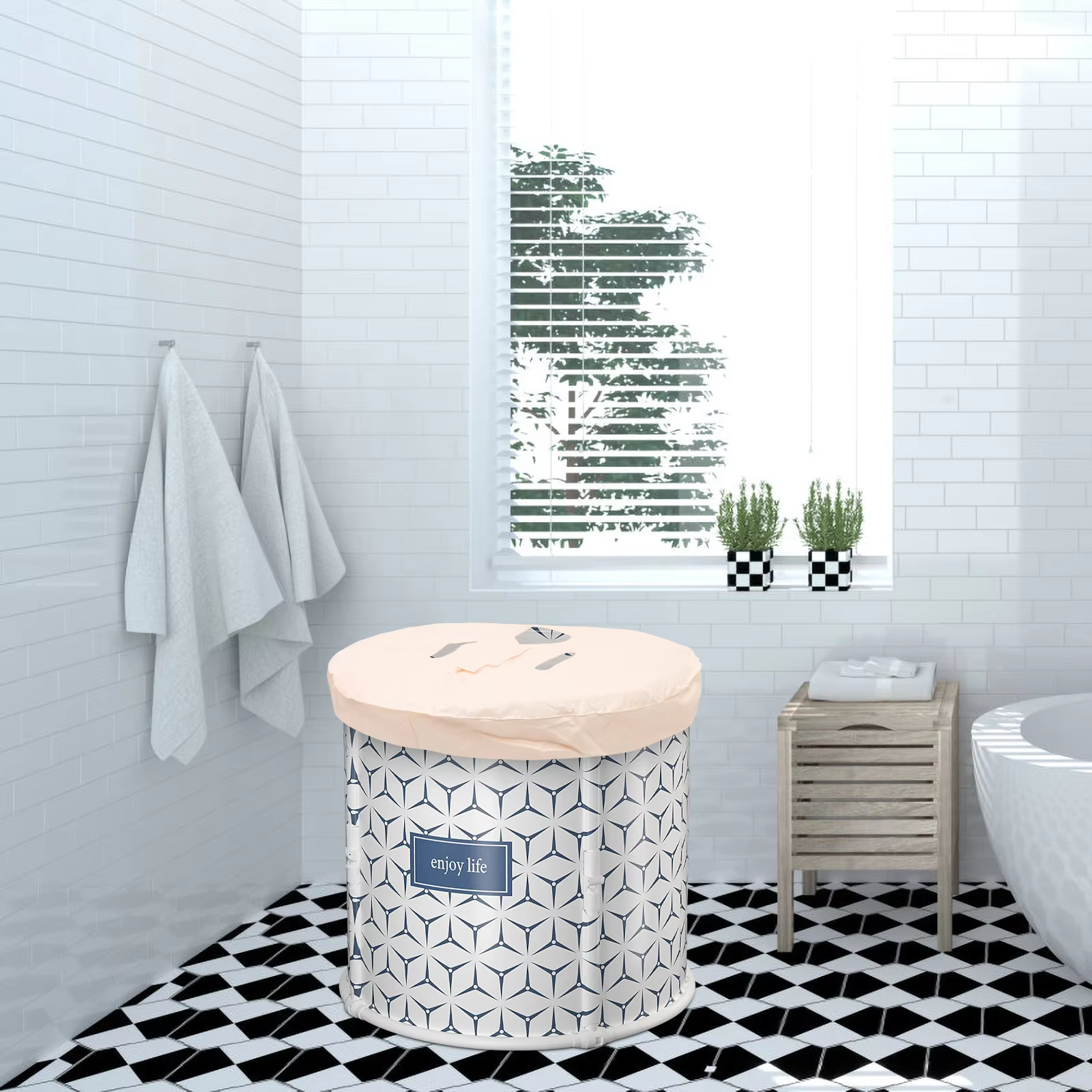 พับอ่างอาบน้ําฝาปิดมัลติฟังก์ชั่ฉนวนอ่างอาบน้ําพับ Bath Barrel ห้องซาวน่าห้องน้ํา FIXTURE อ่างอาบน้ํา PVC