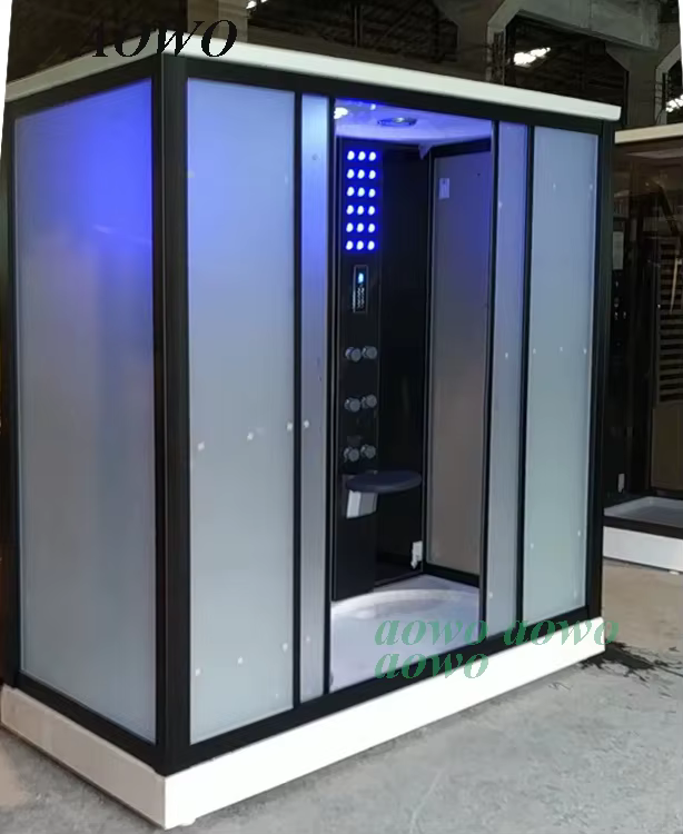 ห้องอาบน้ำฝักบัวแบบมีอ่างจากุซซี่ พร้อมระบบอบไอน้ำ ไฮโดรมาสสาจ ซาวน่า ทีวีจอแอลซีดีกันน้ำ หรูหรา ห้องอาบน้ำแบบปิด พร้อมระบบไฮโดรมาสสาจและฝักบัวแบบวิชี