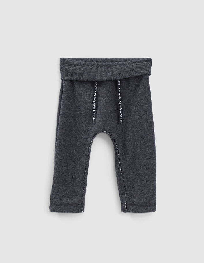 Pantalon r&eacute;versible gris chin&eacute; et ray&eacute; coton bio b&eacute;b&eacute;