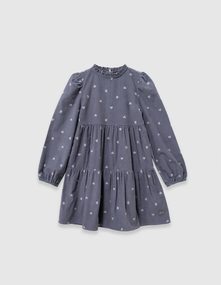 Robe 2-en-1 en velours bleu et gilet sans manches fille