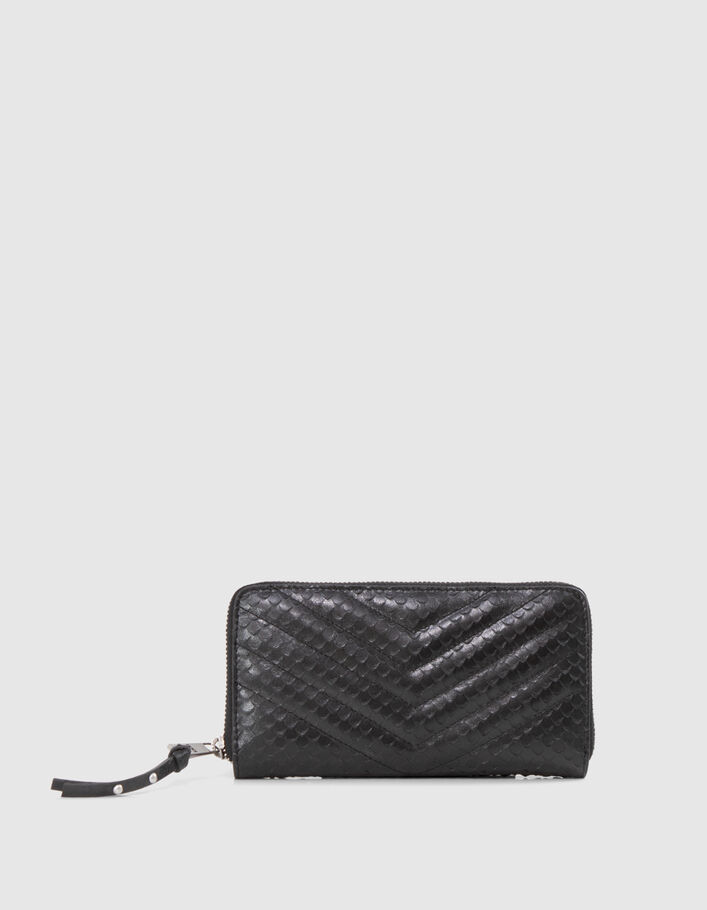 Portefeuille 1440 Compagnon noir cuir emboss&eacute; Femme