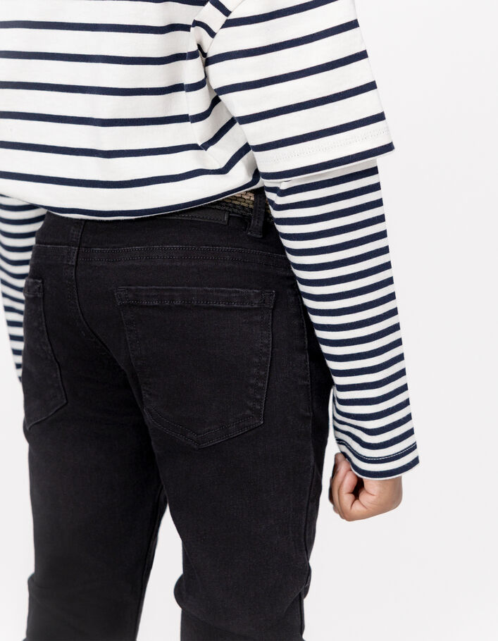 Jean SLIM noir ceinture tress&eacute;e amovible gar&ccedil;on
