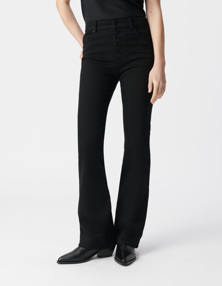 Jean flare noir taille haute Waterless Femme