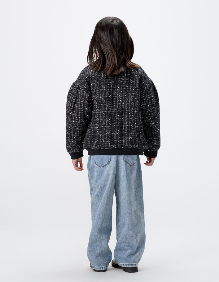 Blouson noir esprit tweed fille