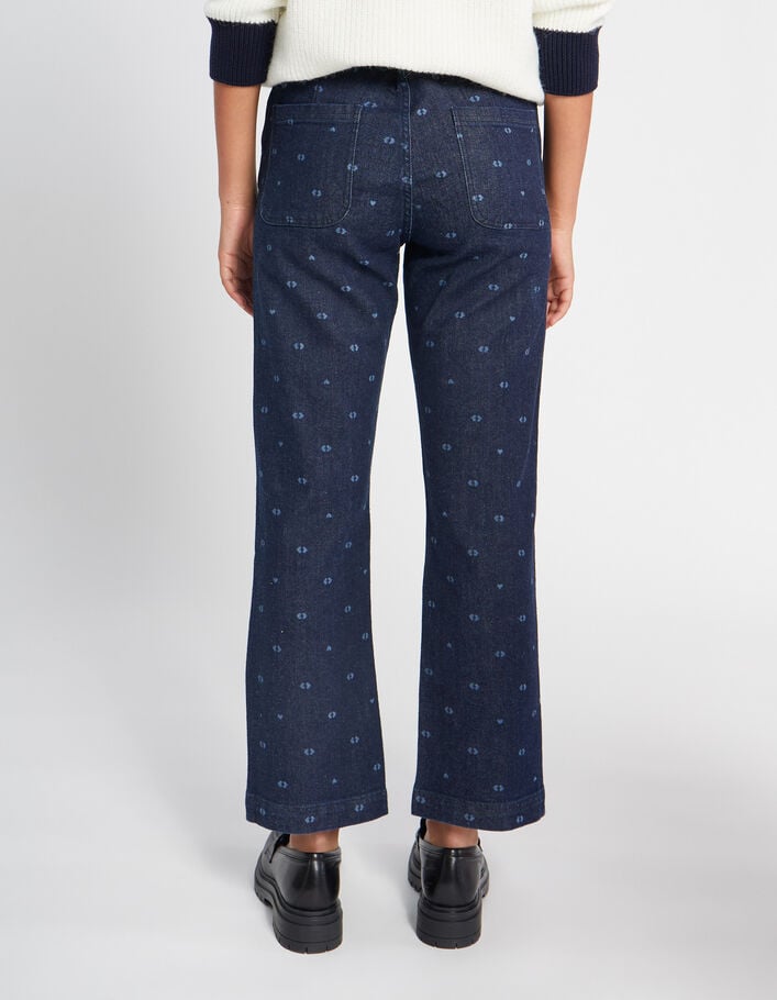 Jean flare brut imprim&eacute; monogrammes double c&oelig;urs I.Code