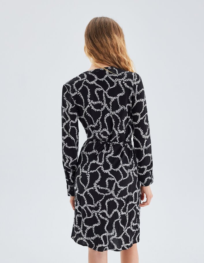 Robe noire &agrave; imprim&eacute; typo &eacute;cru Femme
