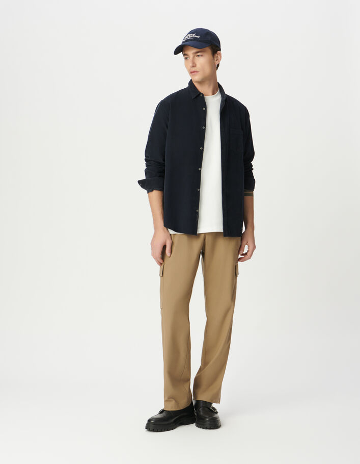 Chemise regular marine coton bio velours milleraies Homme